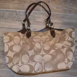 Coach double strap signature style tote